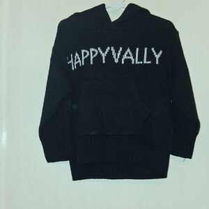 Black Knit Sweater with White 'HAPPYVALLY' Text